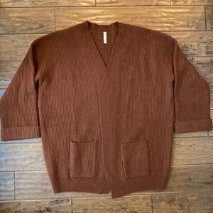 NAP Loungewear XXL Wool Yak Brown Cardigan Open Front Knit Oversized